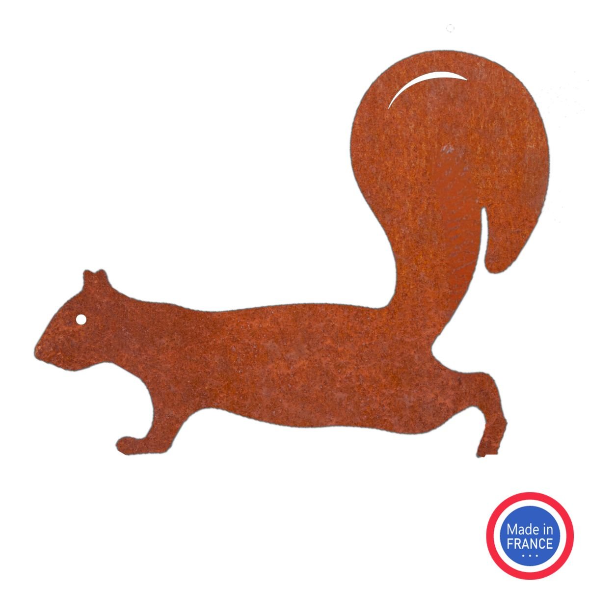 Ecureuil avec crochet H150cm à piquer en fer rouillé