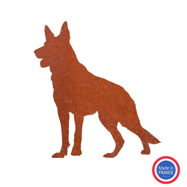 silhouette-chien-berger-allemand-metal-rouille